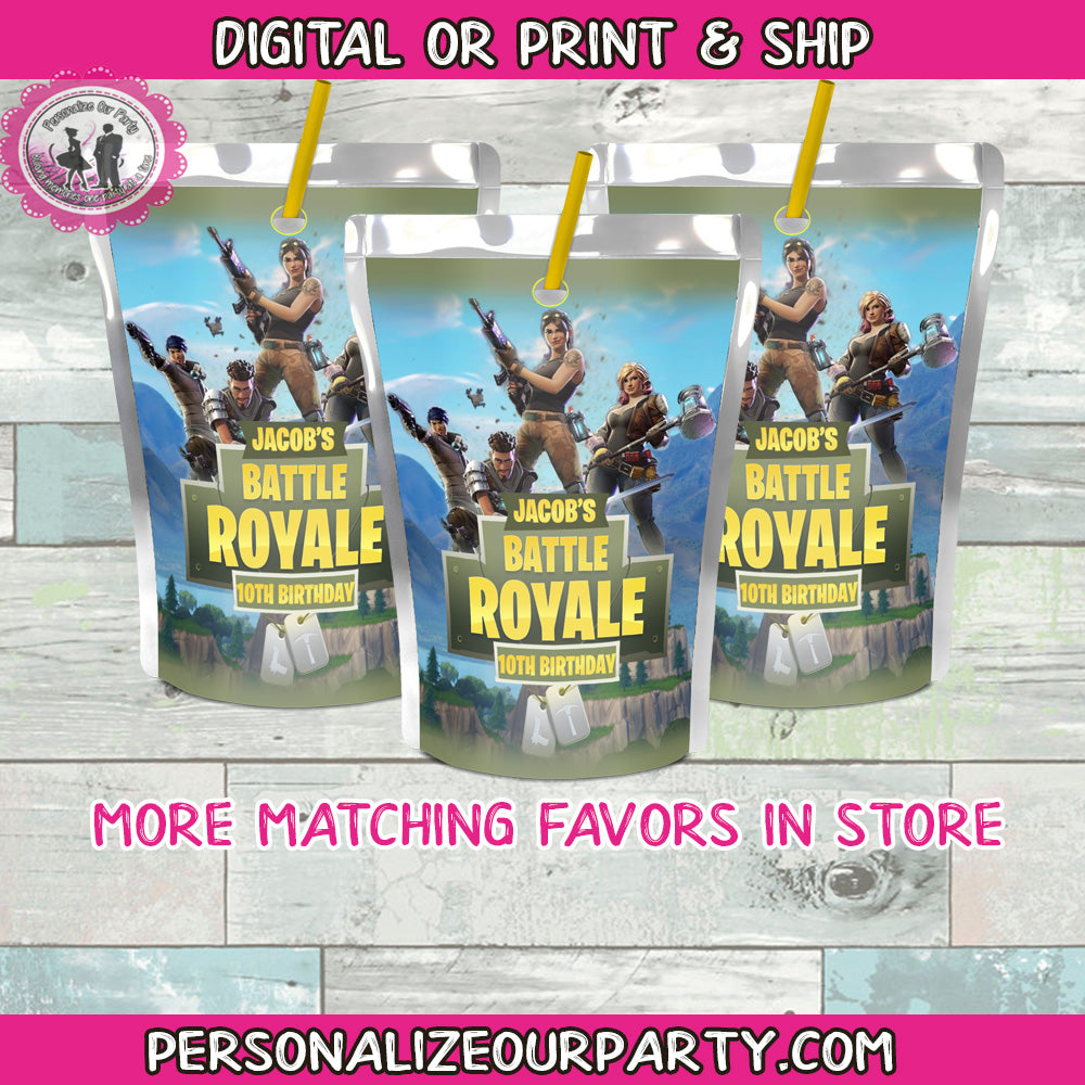 Fortnite inspired juice pouch labels-digital or 1 dozen printed ...