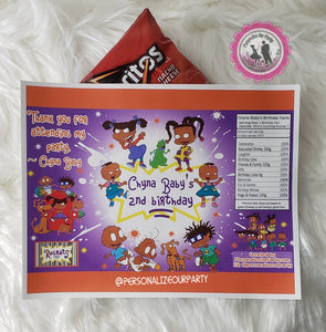 Rugrats african american chip bag/ wrappers-digital-printed-rugrats-rugrats chip bags-rugrats party favors-rugrats birthday-rugrats party