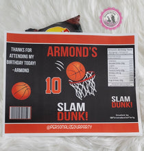 Load image into Gallery viewer, Basketball chip bag/wrappers-basket ball party favors-basketball party supplies-digital-print-basketball birthday-basketball party decor