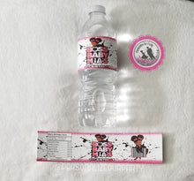 Load image into Gallery viewer, African america boss baby girl water bottle label-digital file or 1 dozen printed wrappers