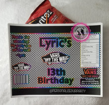 Load image into Gallery viewer, Vans inspired chip bags/wrappers-digital or 1 dozen printed wrappers