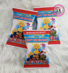 Sesame street chip bag wrappers-1 digital file or 1 dozen printed wrappers