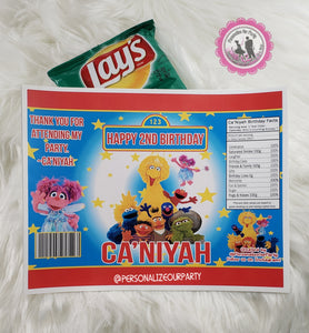 Sesame street chip bag wrappers-1 digital file or 1 dozen printed wrappers