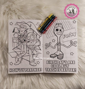 Toy story 4 coloring book-1 dz printed books with crayons or 1 digital file