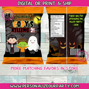 Halloween birthday party chip bags