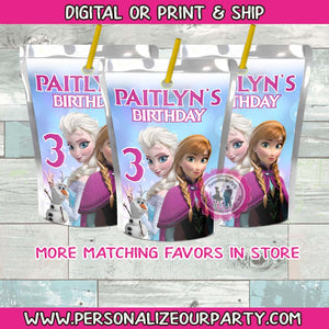 Frozen capri sun labels-digital file or 1 dozen printed stickers