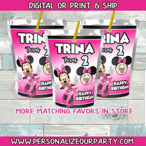 Copy of Minnie mouse juice pouch labels-1 digital file or 1 dz printed stickers
