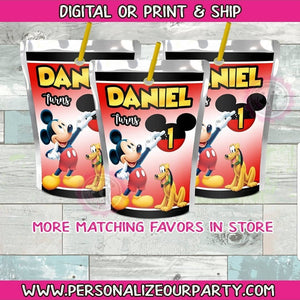 Mickey mouse inspired capri sun labels-digital file or 1 dozen printed stickers
