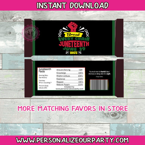 Juneteenth Hershey's 1.55oz candy bar wrapper-INSTANT DOWNLOAD