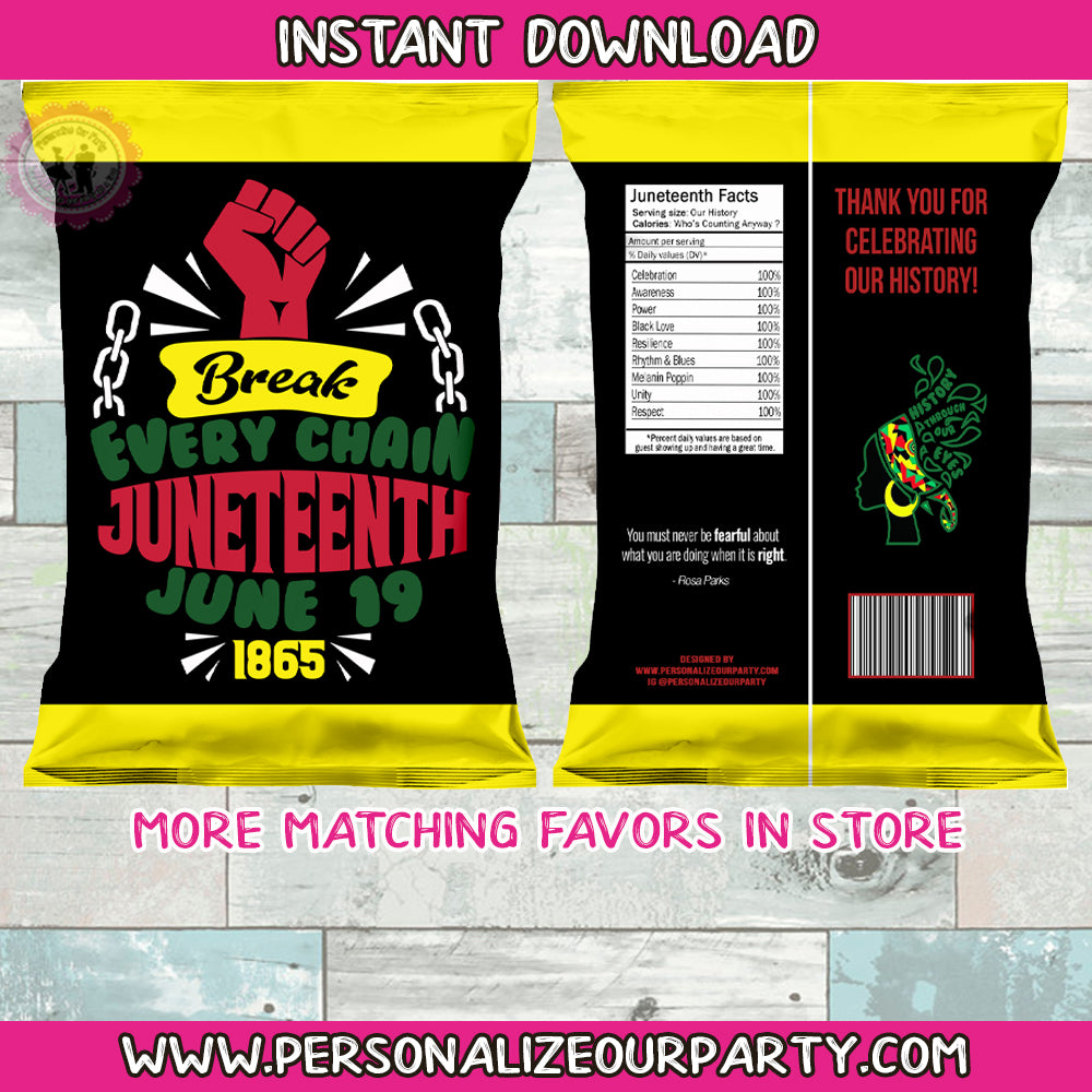 juneteenth chip bag wrappers-INSTANT DOWNLOAD