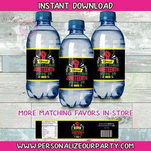 juneteenth water bottle labels INSTANT DOWNLOAD