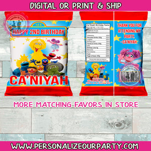 Sesame street chip bag wrappers-1 digital file or 1 dozen printed wrappers