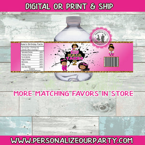 African america boss baby girl water bottle labels-1 digital file or 1 dozen printed wrappers