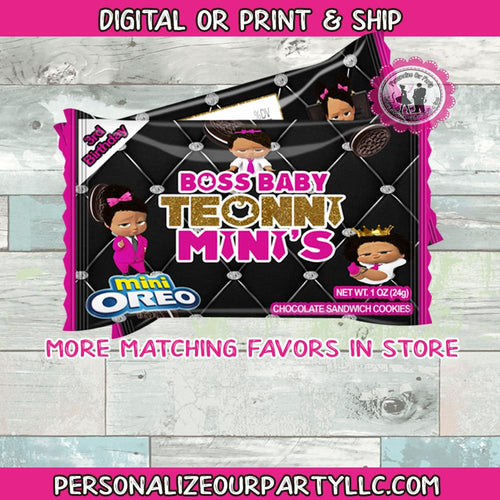African american boss baby girl oreo cookies-digital-printed-boss baby party favors-personalized party favors-first birthday favors-boss
