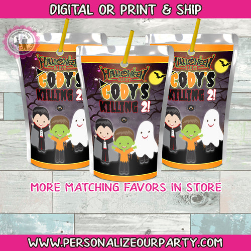 Halloween birthday juice pouch stickers