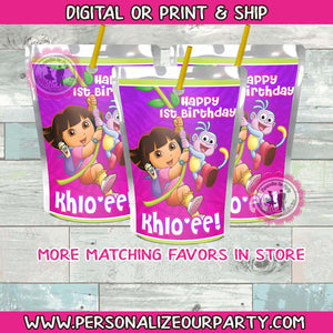 Dora the explorer inspired capri sun labels-digital file or 1 dozen printed stickers