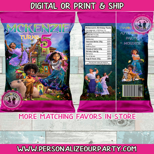 Encanto chip bag wrappers-digital or printed diy party favors