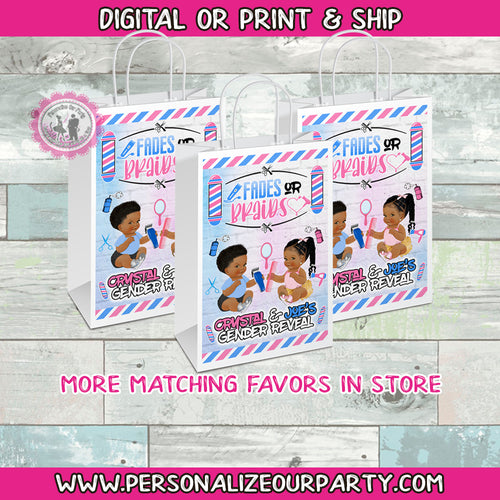 Fades or braids gender reveal party bags