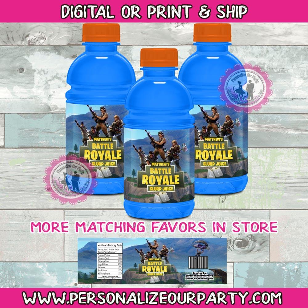 Fortnite inspired slurp juice Gatorade bottle wrappers- 1 digital file or 1 dozen printed wrappers