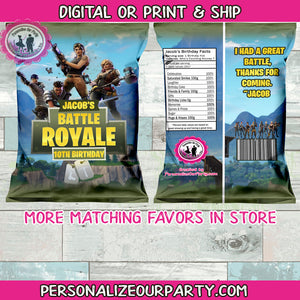 Fortnite inspired chip bags/wrappers-digital file or 1 dozen printed
