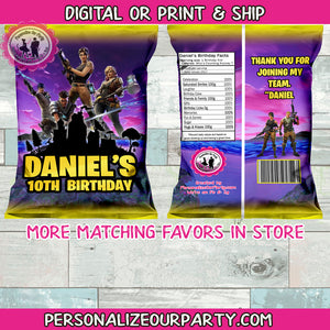 Fortnite inspired chip bags/wrappers-digital file or 1 dozen printed