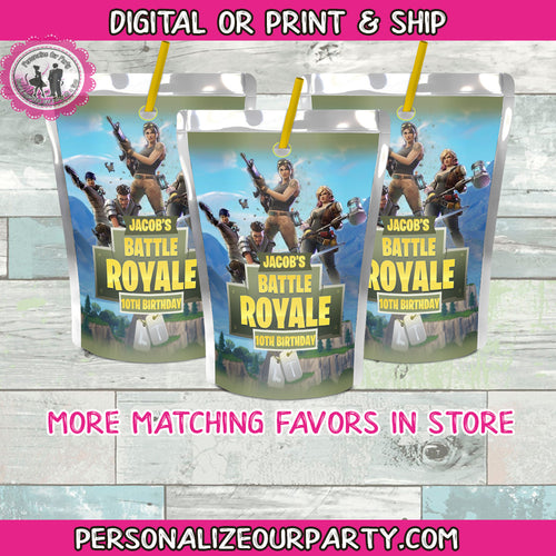Fortnite inspired juice pouch labels-digital or 1 dozen printed