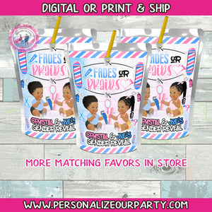 Fades or Braids gender reveal juice pouch stickers