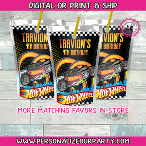 Hot wheels capri sun juice pouch stickers-digital or printed