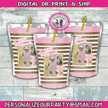 Load image into Gallery viewer, Juice pouch labels- custom party favors - baby girl 1st birthday - juice pouch - digital - printed - juice party favors- capri sun - jammers