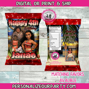 moana chip bag wrappers with custom photo-moana personalized chip bags-moana party decor and favors-moana birthday-moana party favors-moana