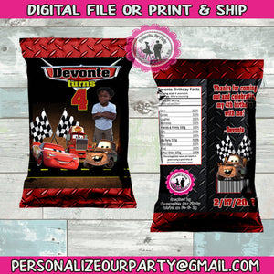 cars custom chip bag wrappers-digital-printed-cars party favors-cars 2-cas 3-race car party favors-cars chip bags-cars birthday-cars treats