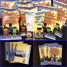 Load image into Gallery viewer, African American super hero juice pouch labels-super hero kids capri sun juice labels-super hero party favors-super hero party-party favors