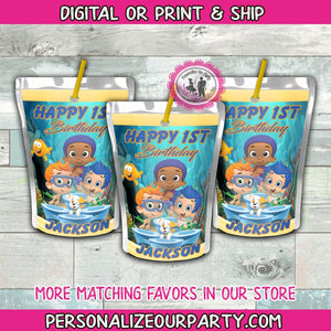 bubble guppies capri sun labels-bubble guppies party supplies-bubble guppies birthday favors-juice pouches-digital-printed-bubble guppies