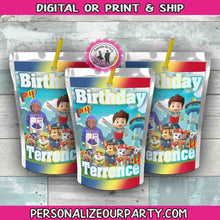 Load image into Gallery viewer, paw patrol capri sun stickers-paw patrol party-paw patrol party favors-paw patrol personalized party favors-digital-printed-juice pouches