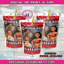 Load image into Gallery viewer, moana capri sun with photo-juice pouch label-moana party supplies-moana birthday favors-moana guest favors-moana party treats-moana party
