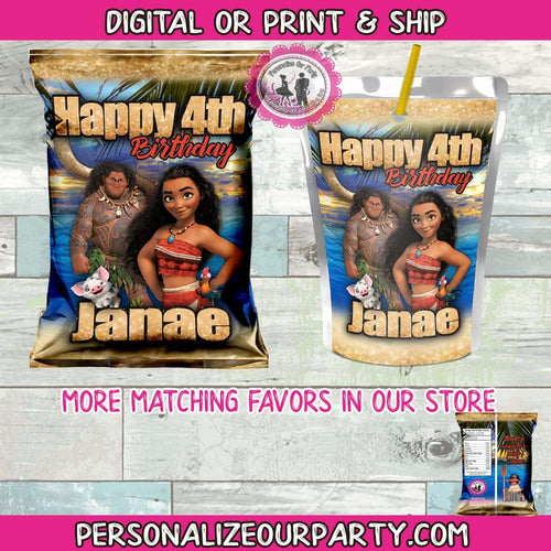 moana party favor package-digital-printed-moana capri sun-moana chip bag-snack bag-moana party supplies-party bags and favors-moana birthday
