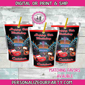 cars capri sun labels-digital-printed-cars party favors-cars 3 party-cars party-cysotom cars party favors-capri sun favors-juice labels