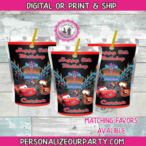 cars capri sun labels-digital-printed-cars party favors-cars 3 party-cars party-cysotom cars party favors-capri sun favors-juice labels