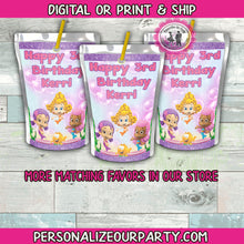 Load image into Gallery viewer, bubble guppies inspired juice pouch labels-capri sun labels-girls bubble guppies party favors-bubble guppies party favors-treat bags-