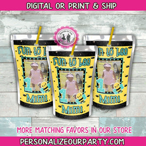 first birthday capri sun labels-bee party favors-digital-printed-personalized birthday party favors-fun to be one-juice pouches-1st birthday