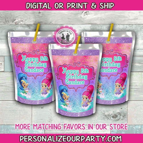 Shimmer and shine capri sun juice label-shimmer and shine party favors-juice pouch stickers-shimmer and shine birthday party supplies
