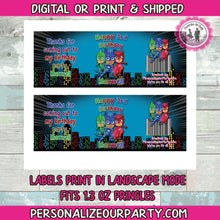 Load image into Gallery viewer, Pj masks personalized pringles-digital or printed-pj masks party favors-pj masks custom party favors-pj masks birthday party favors-pj masks