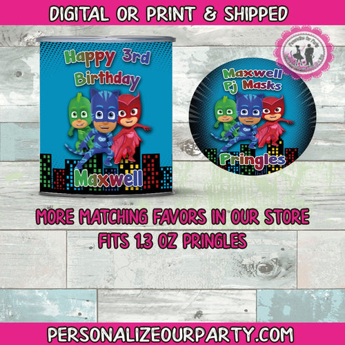 Pj masks personalized pringles-digital or printed-pj masks party favors-pj masks custom party favors-pj masks birthday party favors-pj masks