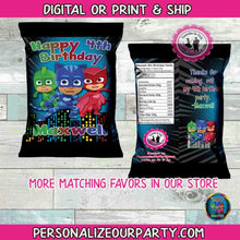 Load image into Gallery viewer, pj masks chip bag wrappers-digital-printed-pj masks chip bags-pj masks personalized party favors-pj masks candy bags-pj masks party bags