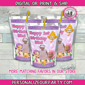girls bubble guppies capri sun juice pouch stickers-digital-printed-bubble guppies-girls party favors-bubble guppies party-bubble guppies