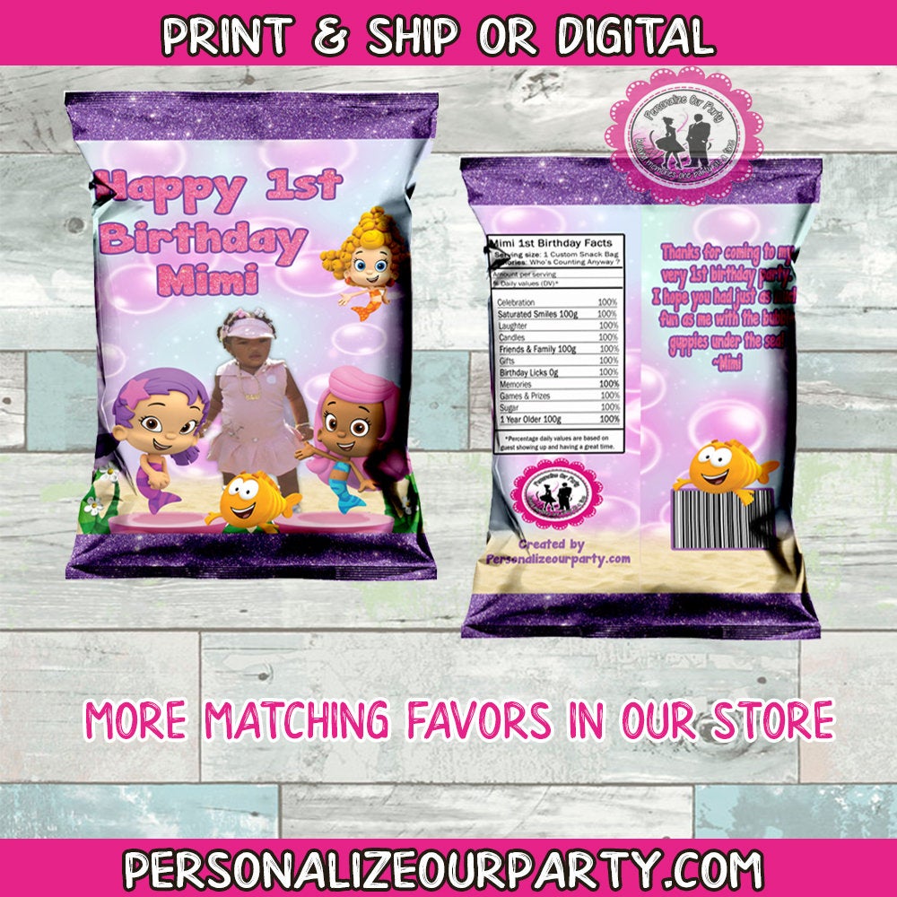 bubble guppies chip bags-digital-printed-bubble guppies party favors-bubble guppies birthday-custom party favors-bubble guppies party bags
