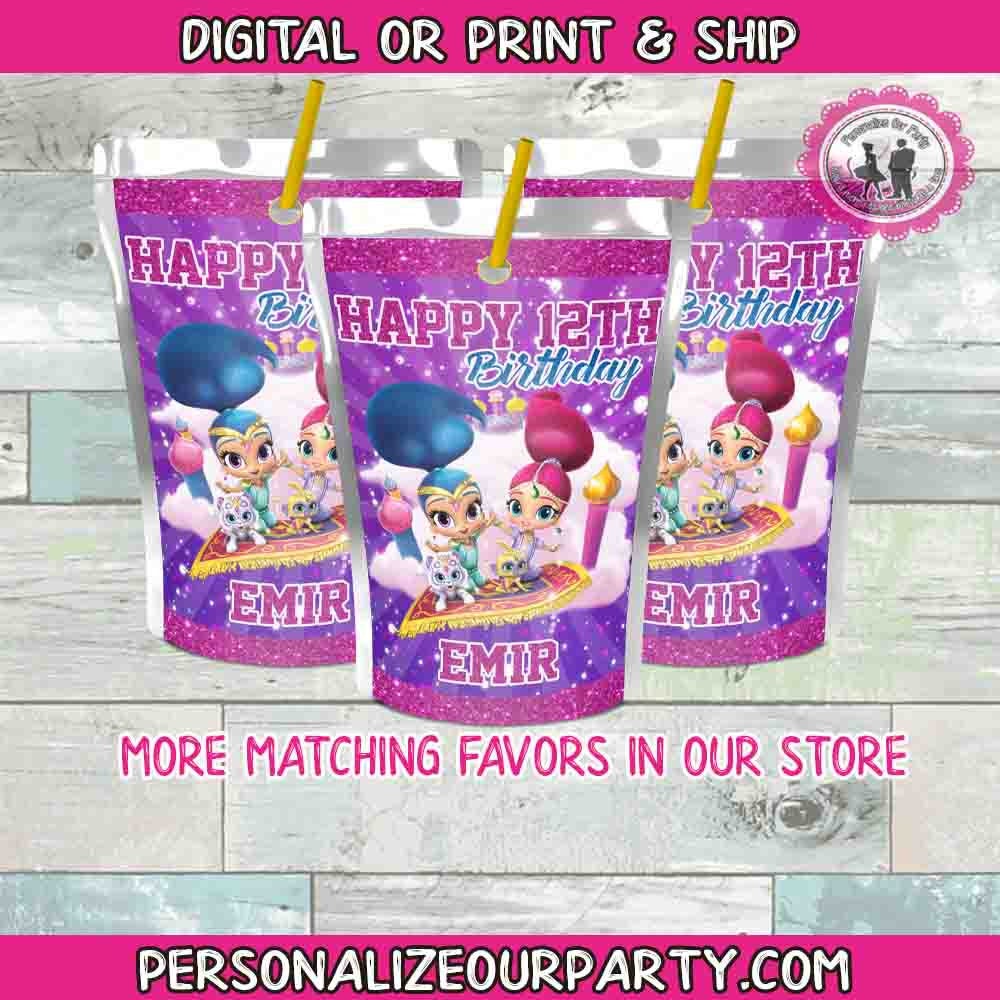 shimmer and shine capri sun juice labels-digital-printed-shimmer and shine party favor supplies-shimmer and shine favors-capri sun pouch