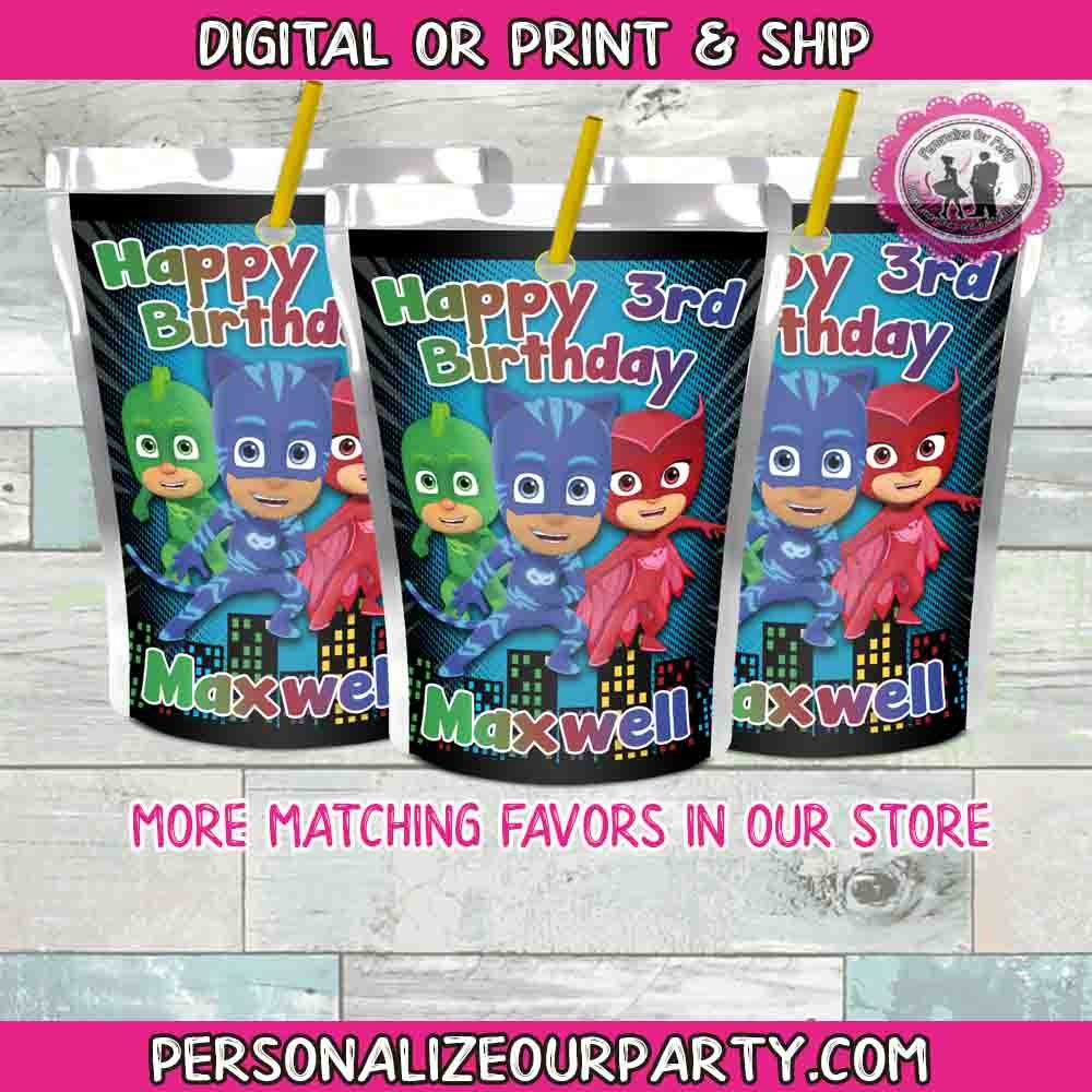 pj masks capri sun juice pouch labels-1 digital file or 1 dz printed labels