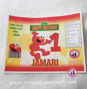 elmo sesame street chip bag wrappers-digital-printed-elmo party favors-elmo party-first birthday-treat bag favors-personalized party favors