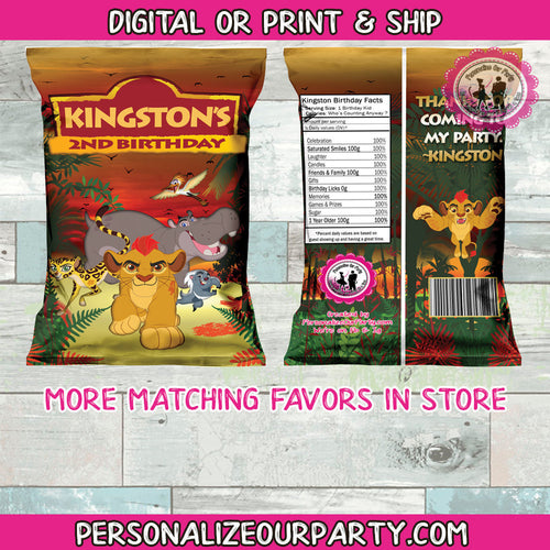 lion guard chip bag favors-lion guard party favors-lion gurad party supplies-digital-printed-jungle party favors-safari party favors-treats